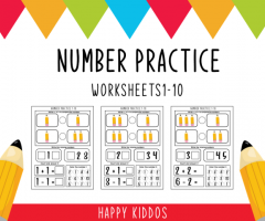 Printable number practice worksheet for preschoolers