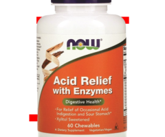 NOW Supplements, Acid Relief with Enzymes, Xylitol Sweetened, Digestive Health*, 60 Chewables