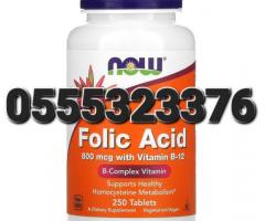 NOW Folic Acid 800mcg + B-12 Cyanocobalamin) 25 mcg. - Image 1